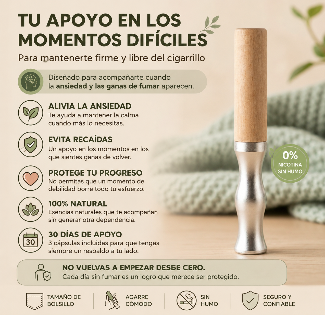 Inhalador de apoyo para dejar de fumar