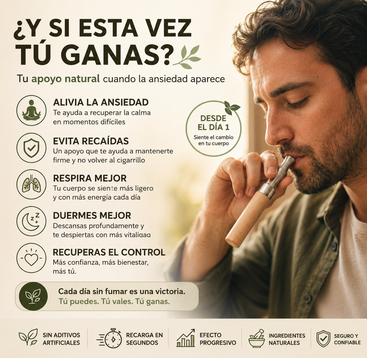 Inhalador de apoyo para dejar de fumar